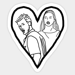 Valentine for Distracted Boyfriend Meme and Mystery Woman Line Drawing Sticker
